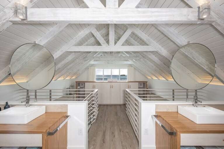 The entire second floor of the cottage is dedicated to the master bedroom suite.