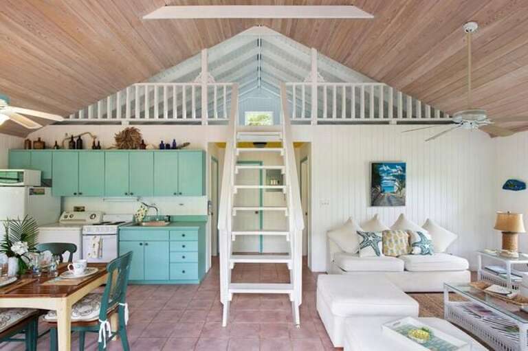 Living Area with view of loft
