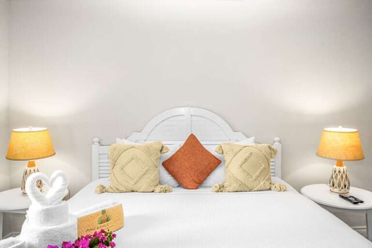 Bedroom with king size bed.