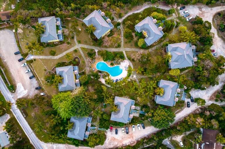 Aerial view of Pineapple Fields Resort.
