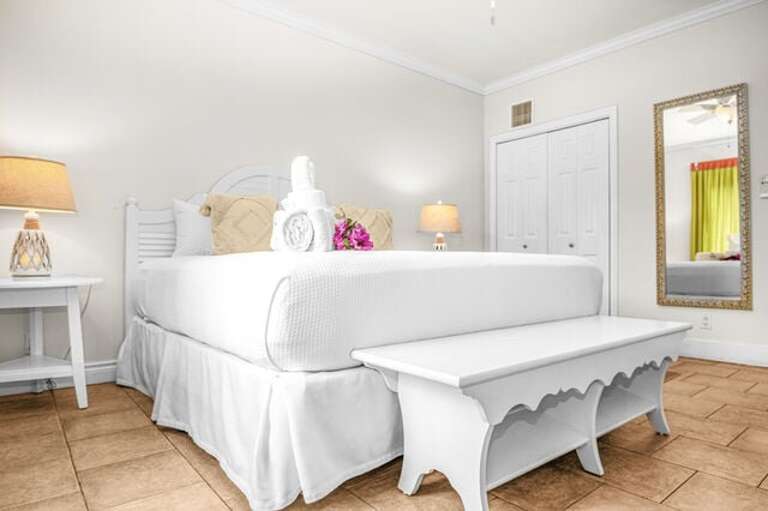 Bedroom with king size bed.