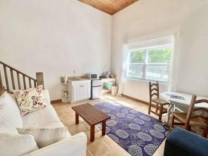 Downstairs Living Area features a second pull-out sofa and a second dining table.