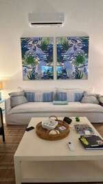 Living area with ocean views.