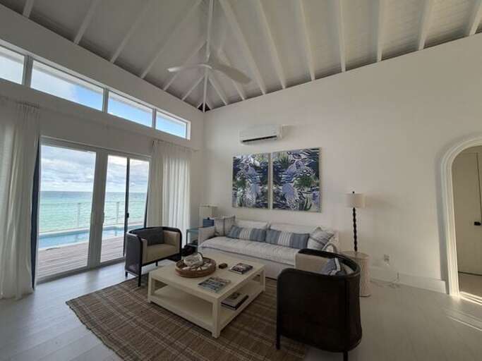 Living area with ocean views.