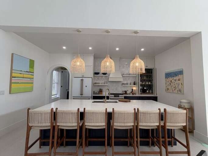 Seating at the kitchen island.