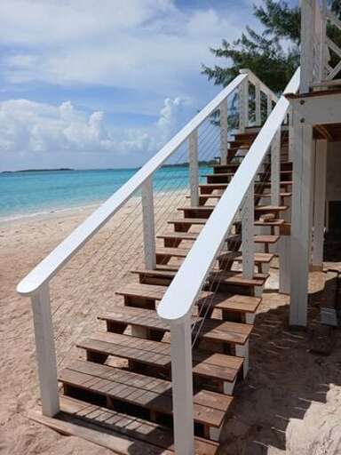 Stairs to the pool deck.