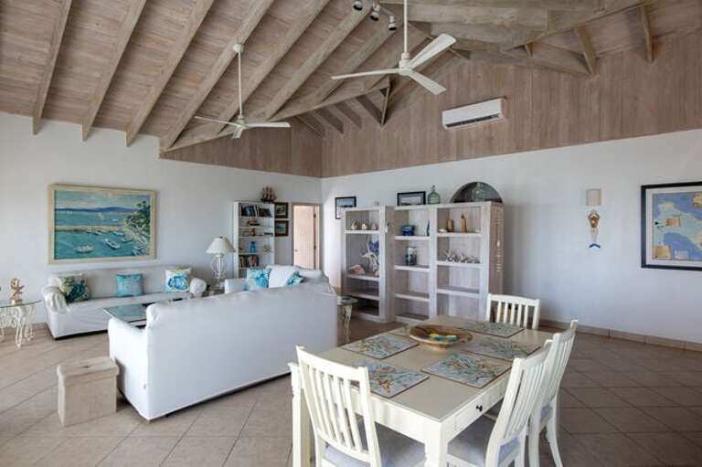 The dining area has seating for six.