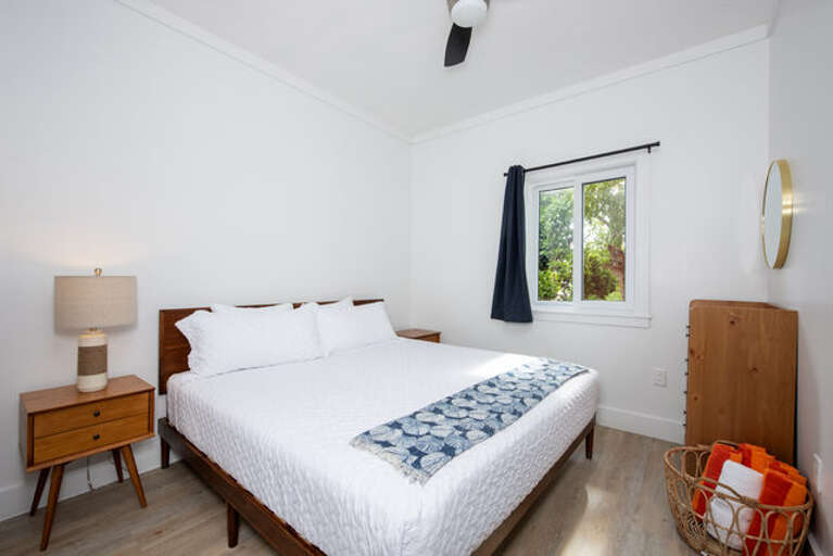 Bedroom with king size bed.