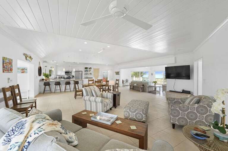 Outer Reef's super-spacious open concept great room with ocean views and two living areas.