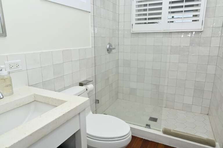 Cottage bath with walk-in shower.