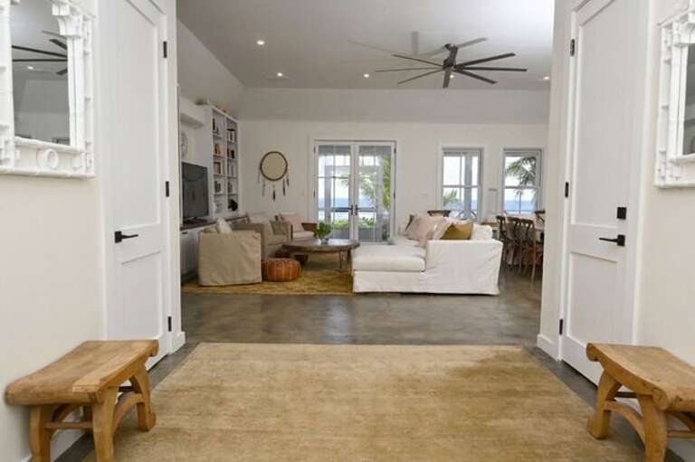 Great room viewed from the entrance hall.