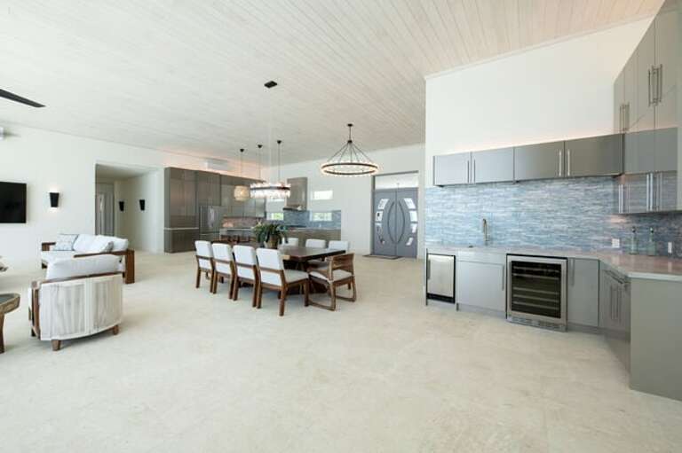Dining area and bar.