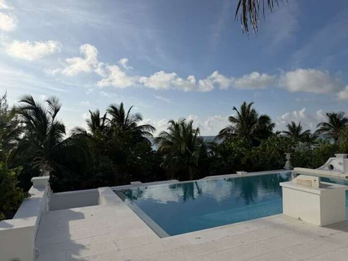Pool with an ocean view.