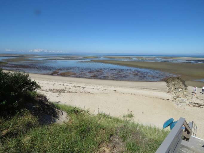 Beachscape With Tidal Flats And Clear Sky