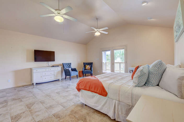 Stunning master bedroom with King size bed and flat screen TV