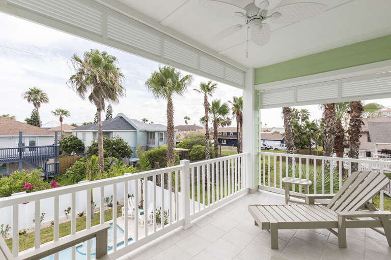 Balcony facing the pool