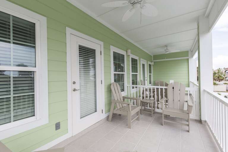 Balcony facing the pool
