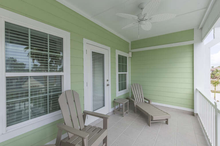 Balcony facing the pool