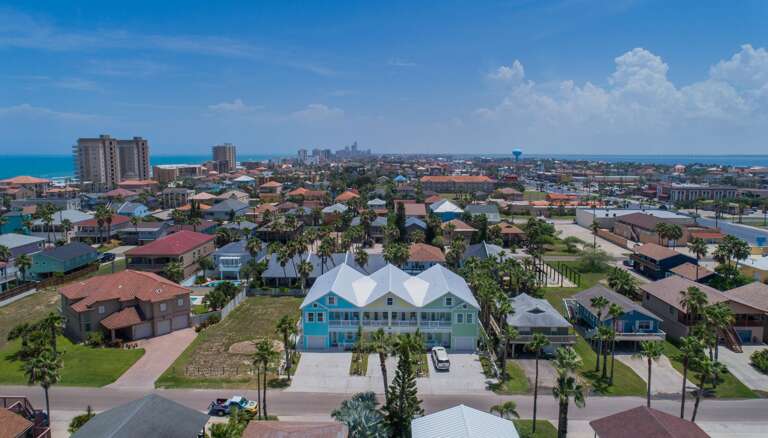 Aerial view of all three vacation rental townhomes