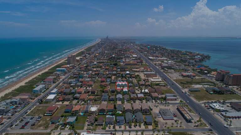 Aerial view of all three vacation rental townhomes