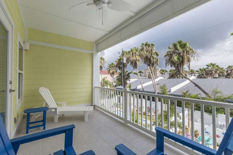 Balcony facing the pool