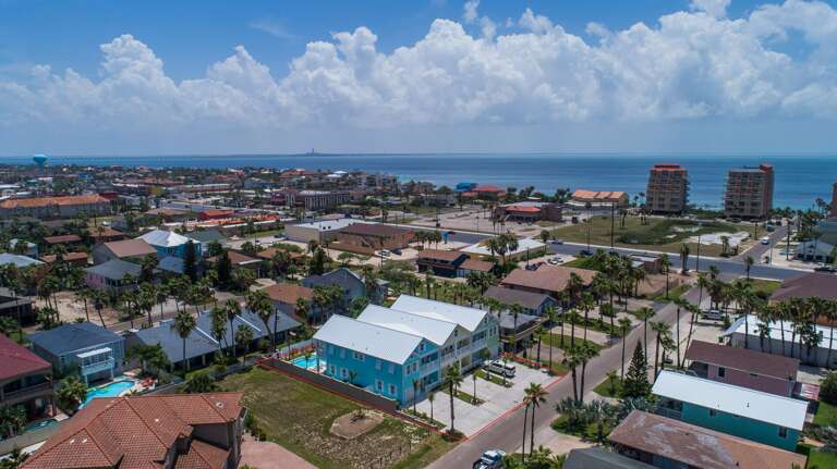 Aerial view of all three vacation rental townhomes