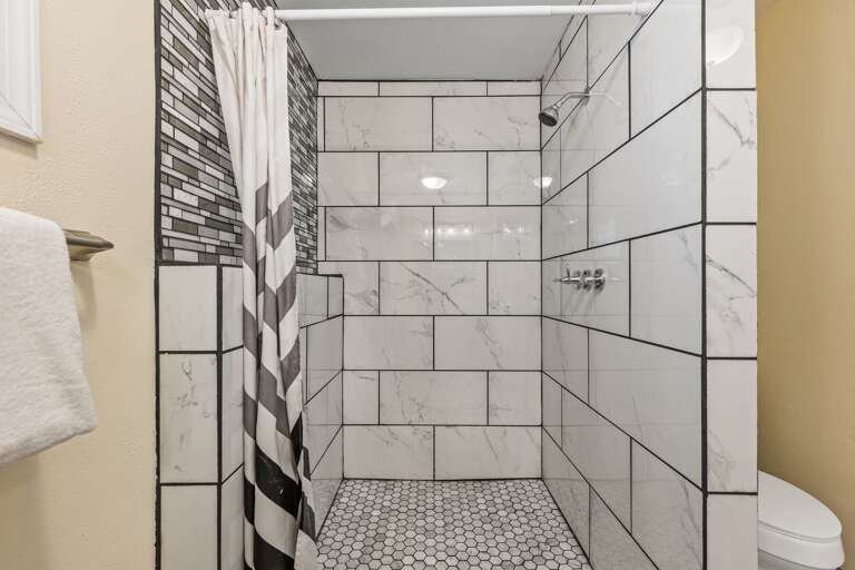 Ground floor suite's master bathroom with large walk-in shower.