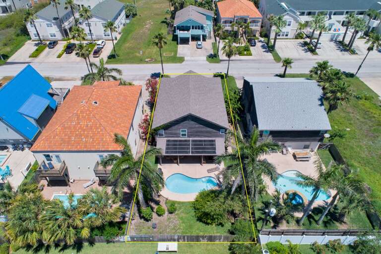 Aerial view of the backyard and heated pool! Aerial view of the backyard and heated pool!