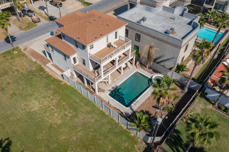 Aerial view of the property.