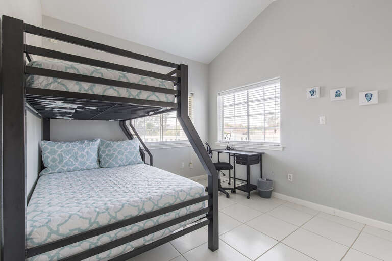 3rd floor bedroom #4 has beautiful bay views from the window (Twin over Full Bunk)