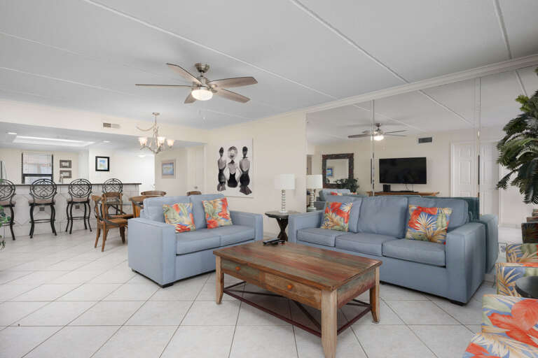 The living area is large, and well decorated!