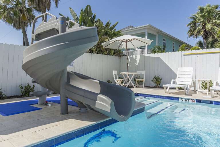 Featuring one of a kind fun Twister water slide in South Padre Island vacation rental home.