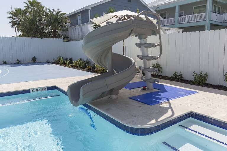 Featuring one of a kind fun Twister water slide in South Padre Island vacation rental home.