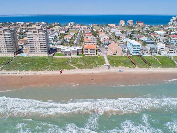 Aerial view of the townhome.