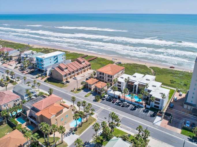 Aerial view of the townhome.