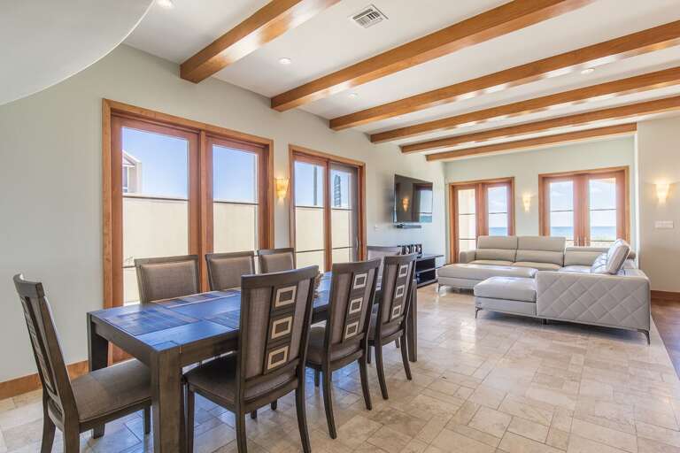 Dining and living areas.