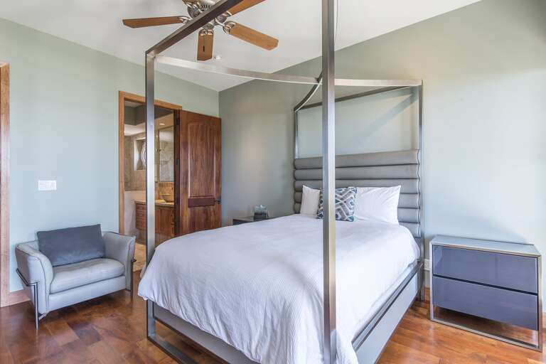 Guest room with queen bed, flat screen tv and ocean views!