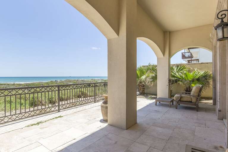 Backyard patio facing the ocean. Great views!