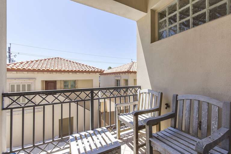 Second floor balcony overlooking the pool and hot tub.