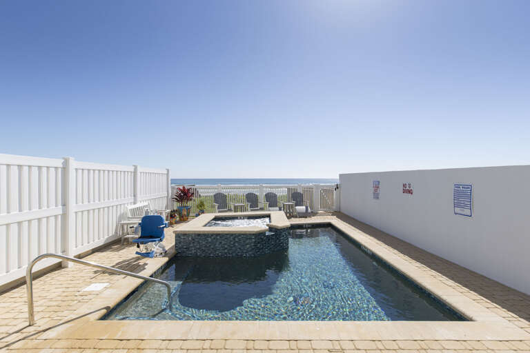 Private heated pool and hot tub