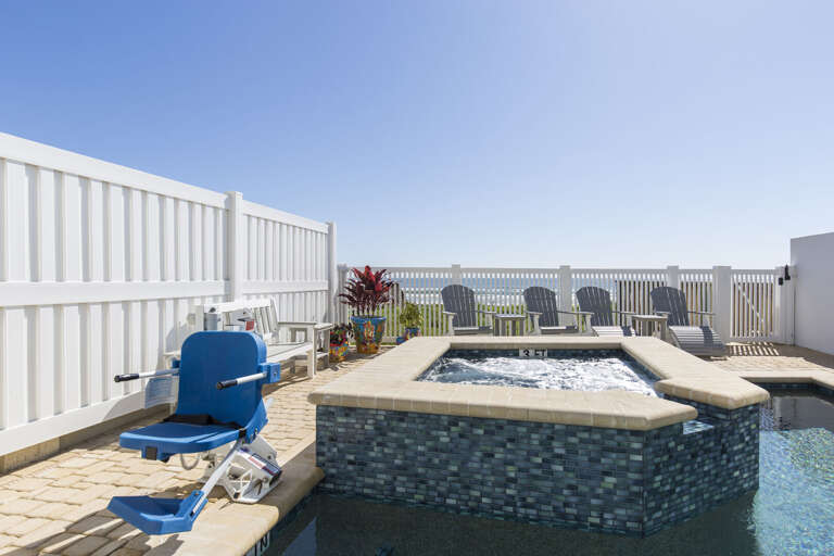 Private heated pool and hot tub