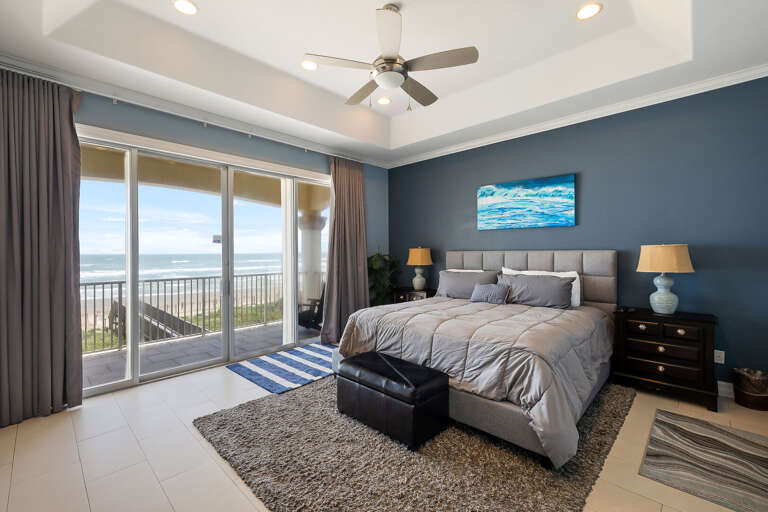 Master Bedroom with gorgeous views to the beach!