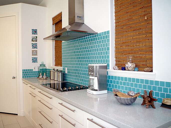 Kitchen is decorated elegantly in tropical decor