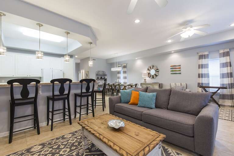 Spacious open concept kitchen, living and dining area