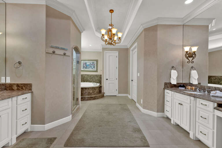 2nd Master bathroom (3rd floor). Large soaking tub (jets are not active & not an amenity), walk-in shower & large double vanities.