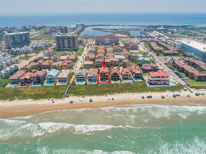 Bird's eye view of the property's proximity to the beach.