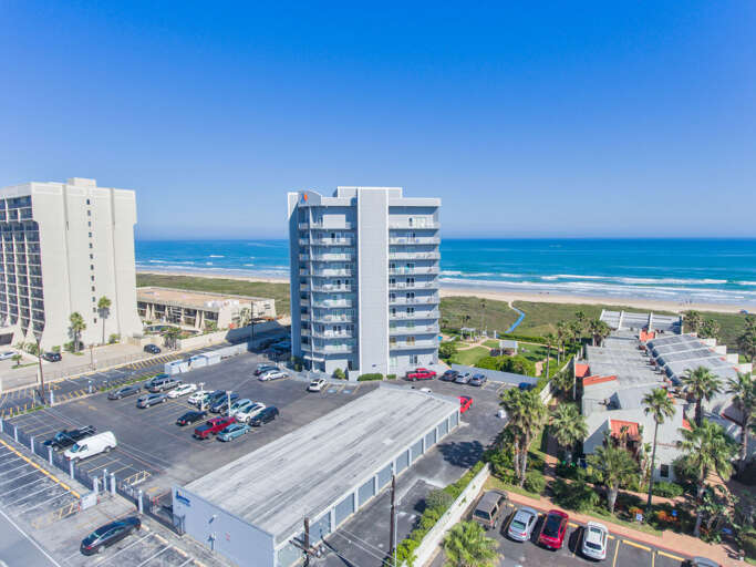 Aerial view of Aquarius and the beach!