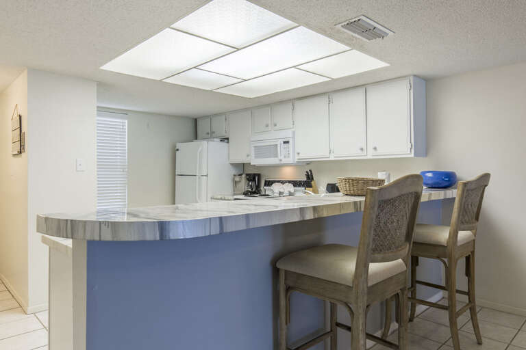 Kitchen bar area with extra seating