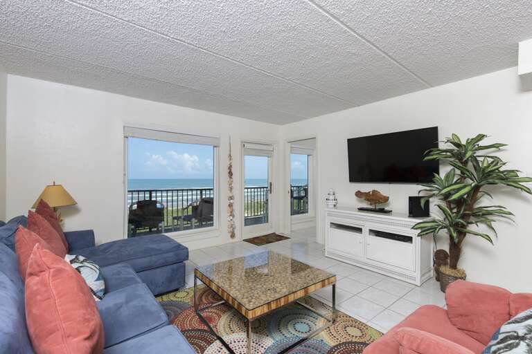 Living area with beach views