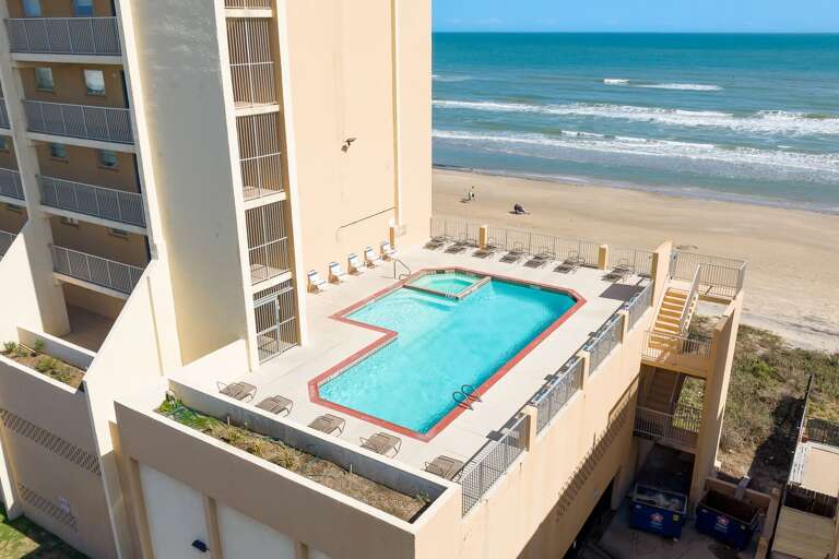 Elevated swimming pool provides you and your guests with unobstructed views of the Gulf!